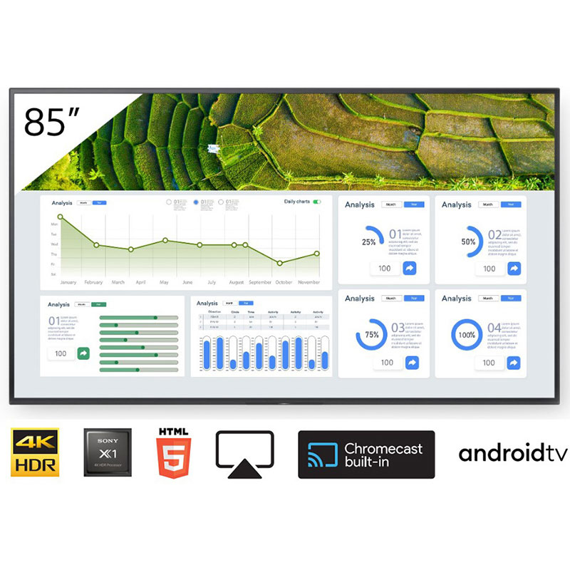 Display profesional pentru prezentare si semnalistica digitala LED Sony Bravia FW-85BZ30L, diagonala 85″/216 cm, rezolutie 4K UHD (3840 x 2160), luminozitate 440 (cd/m²), 24 / 7, Android TV 1 Display profesional pentru prezentare si semnalistica digitala LED Sony Bravia FW-85BZ30L, diagonala 85″/216 cm, rezolutie 4K UHD (3840 x 2160), luminozitate 440 (cd/m²), 24 / 7, Android TV