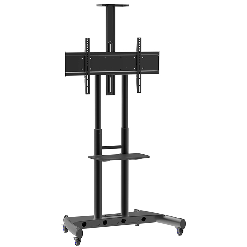 Stand pentru monitor/TV, de podea, cu roti, raft AV și suport pentru cameră, diagonale 42″-100″, maxim 80 kg, Blackmount BM-T104, inaltime reglabila, negru 1 Stand pentru monitor/TV, de podea, cu roti, raft AV și suport pentru cameră, diagonale 42″-100″, maxim 80 kg, Blackmount BM-T104, inaltime reglabila, negru