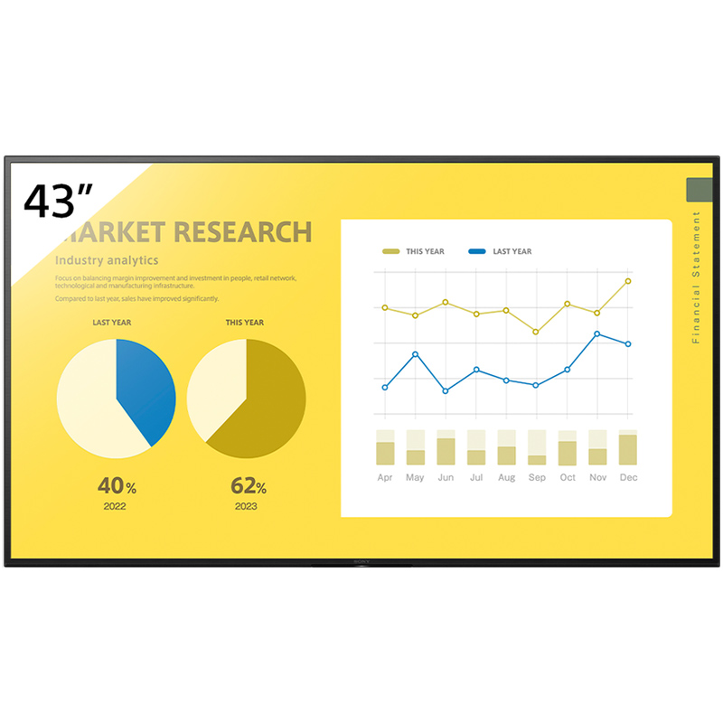 Display profesional pentru prezentare si semnalistica digitala LED Sony Bravia FW-43EZ20L, diagonala 43″/108 cm, rezolutie 4K UHD (3840 x 2160), luminozitate 350 (cd/m²), 16 / 7, Android TV 1 Display profesional LED Sony Bravia FW-43EZ20L