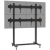 Pachet sistem videowall 2×2 cu baza mobila din 4 x display profesional pentru videowall cu rama subtire 3.5mm edge to edge, LED SWEDS 65″ Ultra Slim Matrix UMX-65K8-01, diagonala totala 130″/330 cm, rezolutie afisare 4K UHD (3840 x 2160), luminozitate 500 (cd/m²), 24 / 7, cu suport Voegel’s cu reglaj 3D si comutator matrice HDMI 2.0 4×4 Seamless, cu functie de Videowall 3