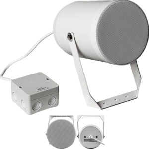 Difuzor cu certificare EN 54-24 tip proiector de sunet pentru adresare publica, de exterior, cu transformator 100V, full range, 20 W, IP66, alb, DA-P20-130/T, Monacor 1 Difuzor cu certificare EN 54-24 tip proiector de sunet pentru adresare publica, de exterior, cu transformator 100V, full range, 20 W, IP66, alb, DA-P20-130/T, Monacor