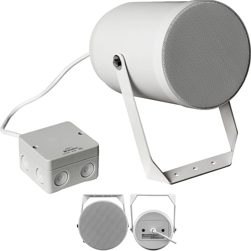 Difuzor cu certificare EN 54-24 tip proiector de sunet pentru adresare publica, de exterior, cu transformator 100V, full range, 20 W, IP66, alb, DA-P20-130/T, Monacor 1 Difuzor cu certificare EN 54-24 tip proiector de sunet pentru adresare publica, de exterior, cu transformator 100V, full range, 20 W, IP66, alb, DA-P20-130/T, Monacor