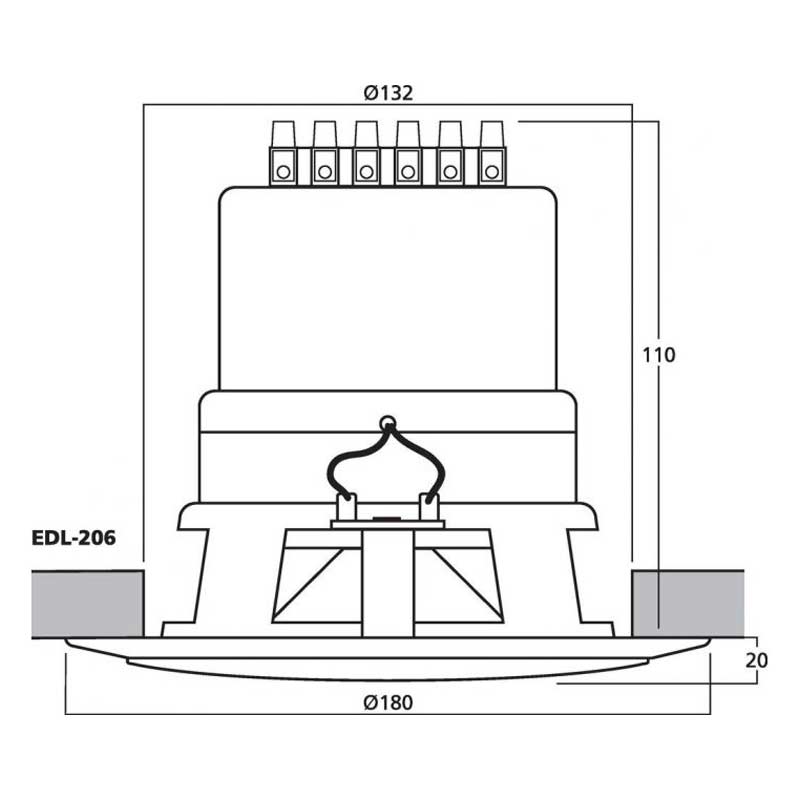 Difuzor de plafon pentru adresare publica cu transformator 100V, full range, 20 W, 7″, IP44, alb, EDL-206, Monacor 4 Difuzor de plafon pentru adresare publica cu transformator 100V, full range, 20 W, 7", IP44, alb, EDL-206, Monacor - imagine 4