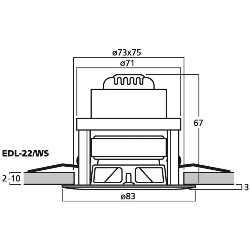 Difuzor de plafon pentru adresare publica cu transformator 100V, 6 W, 2″, alb, EDL-22/WS, Monacor 2 Difuzor de plafon pentru adresare publica cu transformator 100V, 6 W, 2", alb, EDL-22/WS, Monacor - imagine 2