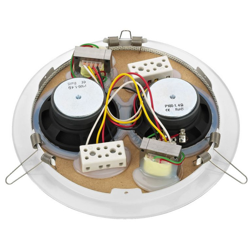 Difuzor cu certificare EN 54-24 de plafon pentru adresare publica A/B, full range, cu doua transformatoare de 100V, 2 x 6 W, 2 x 4″, alb, EDL-224ABC, Monacor 2 Difuzor cu certificare EN 54-24 de plafon pentru adresare publica A/B, full range, cu doua transformatoare de 100V, 2 x 6 W, 2 x 4", alb, EDL-224ABC, Monacor - imagine 2
