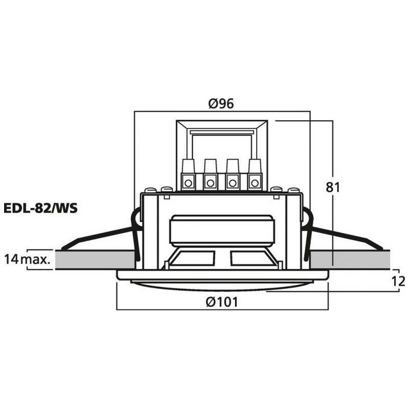 Difuzor de plafon pentru adresare publica cu transformator 100V, 6 W, 3″, alb, EDL-82/WS, Monacor 4 Difuzor de plafon pentru adresare publica cu transformator 100V, 6 W, 3", alb, EDL-82/WS, Monacor - imagine 4