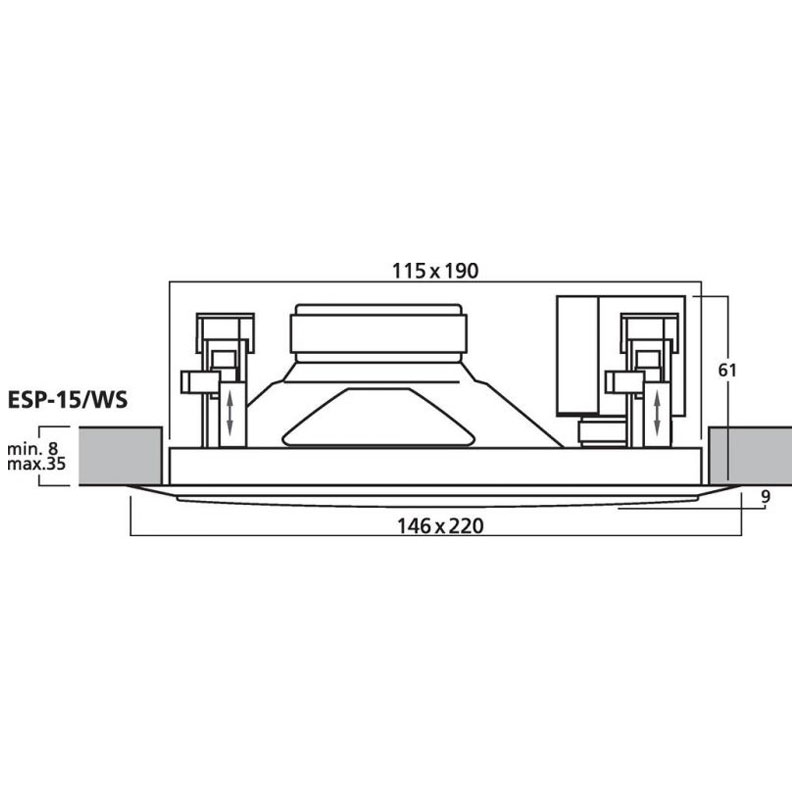 Difuzor Hi-Fi de plafon pentru adresare publica cu transformator 100V cu 2 cai, 15 W, 4″, alb, ESP-15/WS, Monacor 6 Difuzor Hi-Fi de plafon pentru adresare publica cu transformator 100V cu 2 cai, 15 W, 4", alb, ESP-15/WS, Monacor - imagine 6