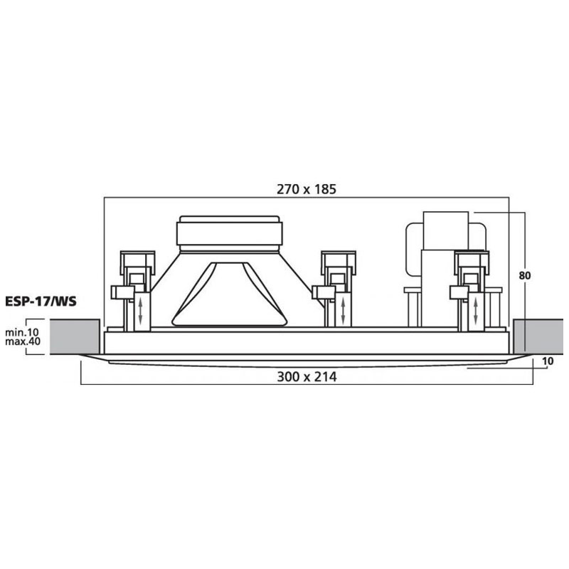 Difuzor Hi-Fi de plafon pentru adresare publica cu transformator 100V cu 2 cai, 15 W, 5″, alb, ESP-17/WS, Monacor 4 Difuzor Hi-Fi de plafon pentru adresare publica cu transformator 100V cu 2 cai, 15 W, 5", alb, ESP-17/WS, Monacor - imagine 4