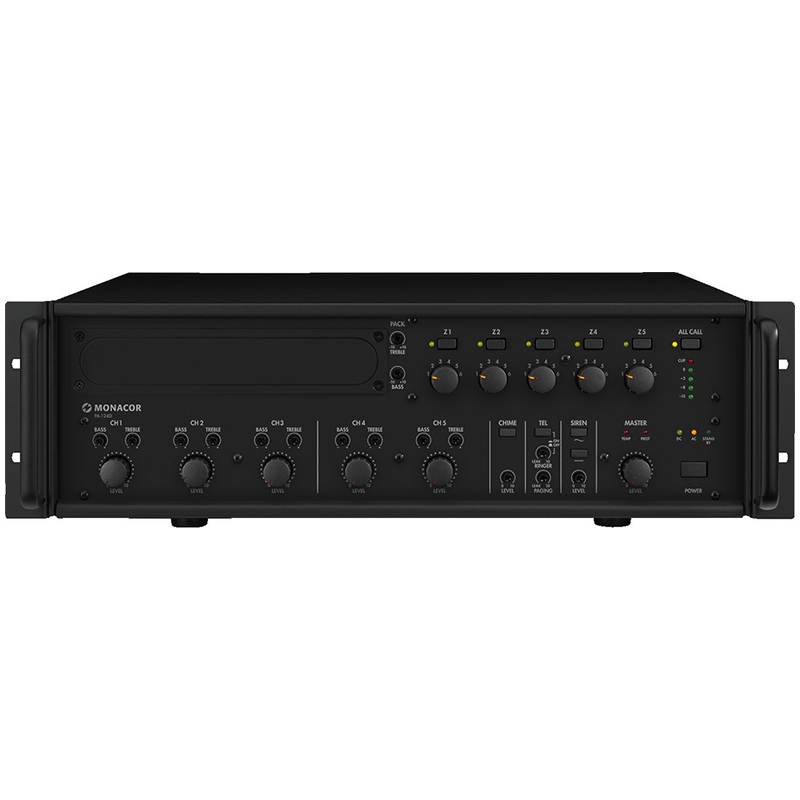 Amplificator zonal, cu mixer integrat, pentru adresare publica, cu 5 zone, 100 V, 4Ω, 1 x 240 W, PA-1240, Monacor 1 Amplificator zonal, cu mixer integrat, pentru adresare publica, cu 5 zone, 100 V, 4Ω, 1 x 240 W, PA-1240, Monacor