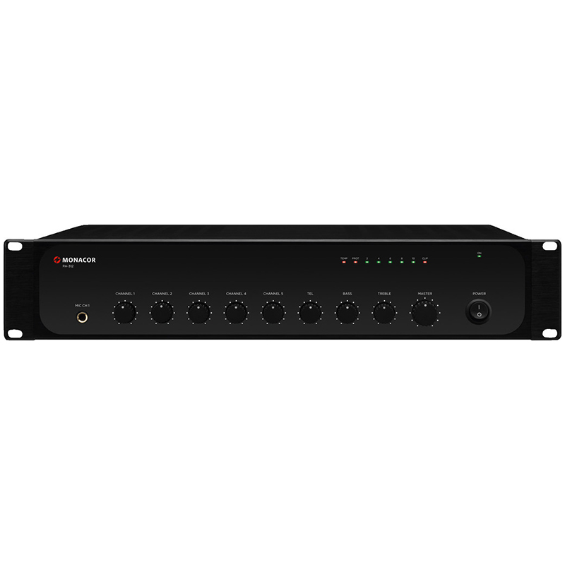 Amplificator cu mixer integrat, pentru adresare publica, cu 1 zone, 70V, 100 V, 4Ω, 8Ω, 16Ω, 1 x 240 W, PA-324, Monacor 1 Amplificator cu mixer integrat, pentru adresare publica, cu 1 zone, 70V, 100 V, 4Ω, 8Ω, 16Ω, 1 x 240 W, PA-324, Monacor