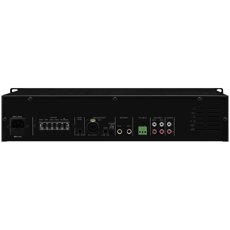 Amplificator cu mixer integrat, pentru adresare publica, cu 1 zone, 70V, 100 V, 4Ω, 8Ω, 16Ω, 1 x 240 W, PA-324, Monacor 2 Amplificator cu mixer integrat, pentru adresare publica, cu 1 zone, 70V, 100 V, 4Ω, 8Ω, 16Ω, 1 x 240 W, PA-324, Monacor - imagine 2