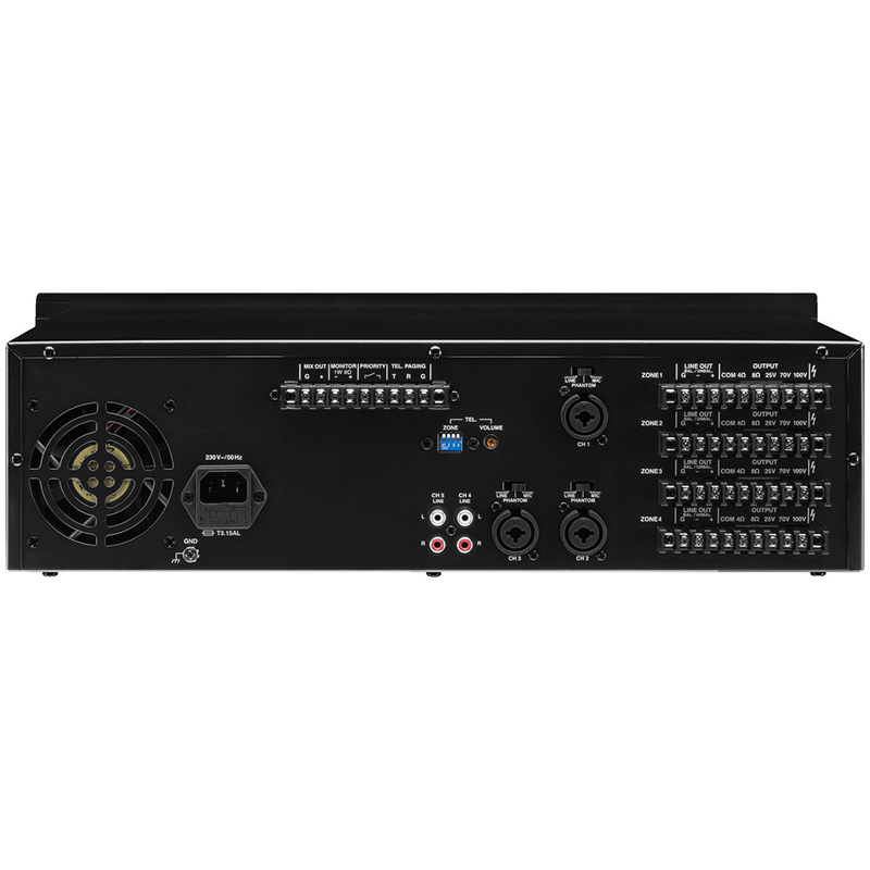Amplificator zonal, cu mixer integrat, cu matrice, pentru adresare publica, cu 4 zone, 25,70,100 V, 4Ω, 8Ω, 4 x 40 W, PA-4040, Monacor 2 Amplificator zonal, cu mixer integrat, cu matrice, pentru adresare publica, cu 4 zone, 25,70,100 V, 4Ω, 8Ω, 4 x 40 W, PA-4040, Monacor - imagine 2