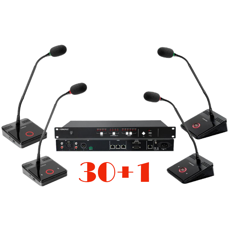 Pachet sistem de conferinta, digital cu fir, pentru discutii, 30 delegati, 1 presedinte, functie de inregistrare audio USB, VIS-DEC/D-T, Vissonic 1 Pachet sistem de conferinta, digital cu fir, pentru discutii, 30 delegati, 1 presedinte, functie de inregistrare audio USB, VIS-DEC/D-T, Vissonic