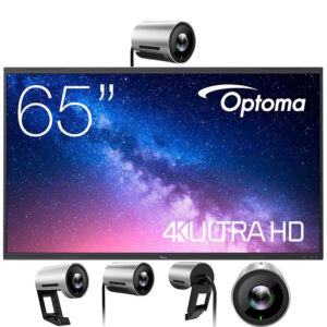 Display profesional interactiv cu touchscreen cu camera UVC30 si microfon LED Optoma 5653RK, diagonala 65″/164cm, rezolutie 4K UHD (3840 x 2160), luminozitate 400 (cd/m²), Android 13