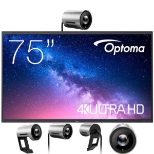 Display profesional interactiv cu touchscreen cu camera UVC30 si microfon LED Optoma 5753RK, diagonala 75″/189cm, rezolutie 4K UHD (3840 x 2160), luminozitate 420 (cd/m²), Android 13