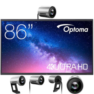 Display profesional interactiv cu touchscreen cu camera UVC30 si microfon LED Optoma 5863RK, diagonala 86″/218cm, rezolutie 4K UHD (3840 x 2160), luminozitate 450 (cd/m²), Android 13