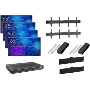 Pachet sistem videowall 2×2 cu fixare pe perete din 4 x display profesional pentru videowall cu rama subtire 3.5mm edge to edge, LED SWEDS 65″ Ultra Slim Matrix UMX-65K8-01, diagonala totala 130″/330 cm, rezolutie afisare 4K UHD (3840 x 2160), luminozitate 500 (cd/m²), 24 / 7, cu suport Voegel’s cu reglaj 3D si comutator matrice HDMI 2.0 4×4 Seamless, cu functie de Videowall 1 Pachet sistem videowall 2×2 cu fixare pe perete din 4 x display profesional pentru videowall cu rama subtire 3.5mm edge to edge, LED SWEDS 65″ Ultra Slim Matrix UMX-65K8-01, diagonala totala 130″/330 cm, rezolutie afisare 4K UHD (3840 x 2160), luminozitate 500 (cd/m²), 24 / 7, cu suport Voegel’s cu reglaj 3D si comutator matrice HDMI 2.0 4×4 Seamless, cu functie de Videowall