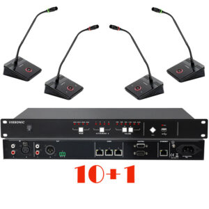 Pachet sistem de conferinta, digital cu fir, pentru discutii, 10 delegati, 1 presedinte, functie de inregistrare audio USB, VIS-DOC/D-T, Vissonic 1 Pachet sistem de conferinta, digital cu fir, pentru discutii, 10 delegati, 1 presedinte, functie de inregistrare audio USB, VIS-DOC/D-T, Vissonic