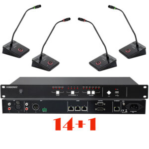 Pachet sistem de conferinta, digital cu fir, pentru discutii, 14 delegati, 1 presedinte, functie de inregistrare audio USB, VIS-DOC/D-T, Vissonic 1 Pachet sistem de conferinta, digital cu fir, pentru discutii, 14 delegati, 1 presedinte, functie de inregistrare audio USB, VIS-DOC/D-T, Vissonic