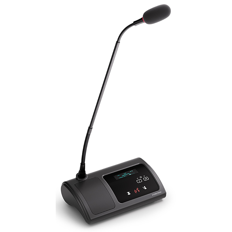Microfon de conferinta tip presedinte cu ecran OLED, interfata tactila si difuzor, digital cu fir, pentru discutii, VIS-DCC-T, Vissonic 1 Microfon de conferinta tip presedinte cu ecran OLED, interfata tactila si difuzor, digital cu fir, pentru discutii, VIS-DCC-T, Vissonic