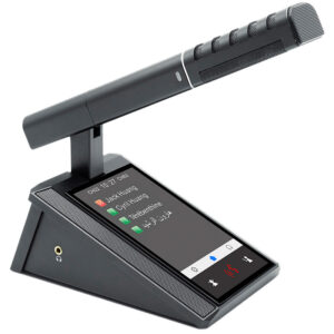 Microfon multimedia de conferinta tip delegat sau presedinte cu ecran touchscreen 5″ si difuzor, digital cu fir, pentru discutii, VIS-DMD-T, Vissonic 1 Microfon multimedia de conferinta tip delegat sau presedinte cu ecran touchscreen 5" si difuzor, digital cu fir, pentru discutii, VIS-DMD-T, Vissonic