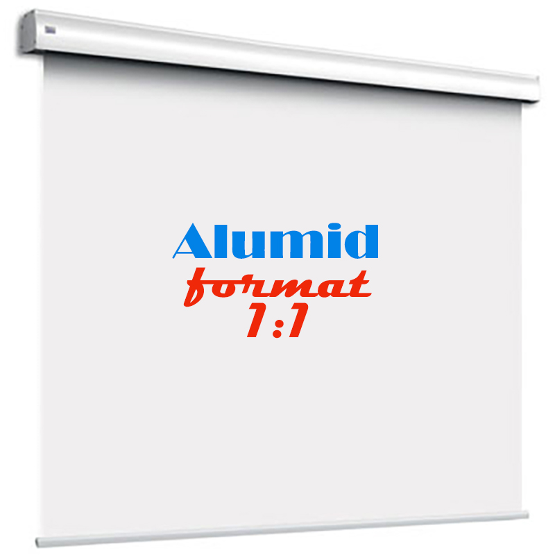 Ecran de proiectie electric de perete, tavan, 450 x 450 cm, telecomanda cu fir, proiectie din fata, format 1:1, panza Vision White, Adeo Screen, Alumid 1 Ecran de proiectie electric de mari dimensiuni Adeo Screen Alumid 450x450 cm format 1:1