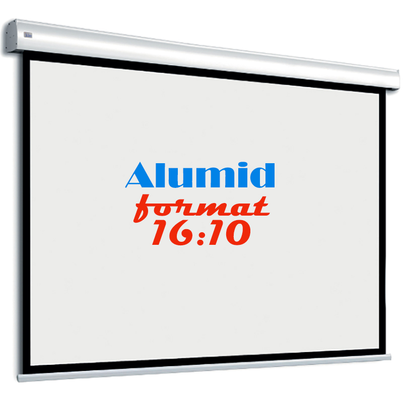 Ecran de proiectie electric de perete, tavan, 390 x 243 cm, telecomanda cu fir, proiectie din fata, bordura neagra, format 16:10, panza Vision White, Adeo Screen, Alumid 1 Ecran de proiectie electric de perete, tavan, 390 x 243 cm, telecomanda cu fir, proiectie din fata, bordura neagra, format 16:10, panza Vision White, Adeo Screen, Alumid