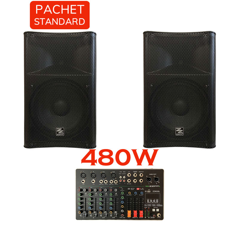 Sistem portabil de sonorizare si adresare publica cu 2 difuzoare active ZZPK115 si mixer ZZMX8L, ZZIPP, cu player media încorporat USB/SD și Bluetooth, total putere 480W 1 Sistem portabil de sonorizare si adresare publica cu 2 difuzoare active ZZPK115 si mixer ZZMX8L, ZZIPP, cu player media încorporat USB/SD și Bluetooth, total putere 480W