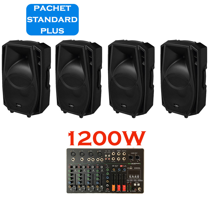 Sistem portabil de sonorizare si adresare publica cu 4 difuzoare active WAVE-10A IMG Stage Line si mixer ZZMX8L ZZIPP, cu player media încorporat USB/SD și Bluetooth, total putere 1200W 1 Sistem portabil de sonorizare si adresare publica cu 4 difuzoare active WAVE-10A IMG Stage Line si mixer ZZMX8L ZZIPP, cu player media încorporat USB/SD și Bluetooth, total putere 1200W