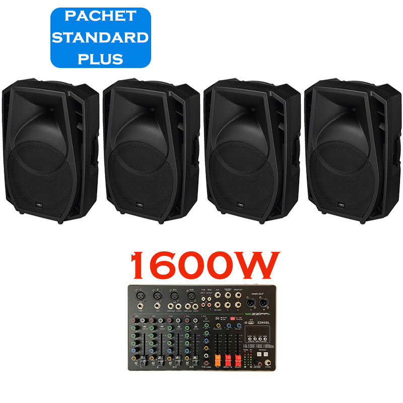 Sistem portabil de sonorizare si adresare publica cu 4 difuzoare active WAVE-15A IMG Stage Line si mixer ZZMX8L ZZIPP, cu player media încorporat USB/SD și Bluetooth, total putere 1600W 1 Sistem portabil de sonorizare si adresare publica cu 4 difuzoare active WAVE-15A IMG Stage Line si mixer ZZMX8L ZZIPP, cu player media încorporat USB/SD și Bluetooth, total putere 1600W
