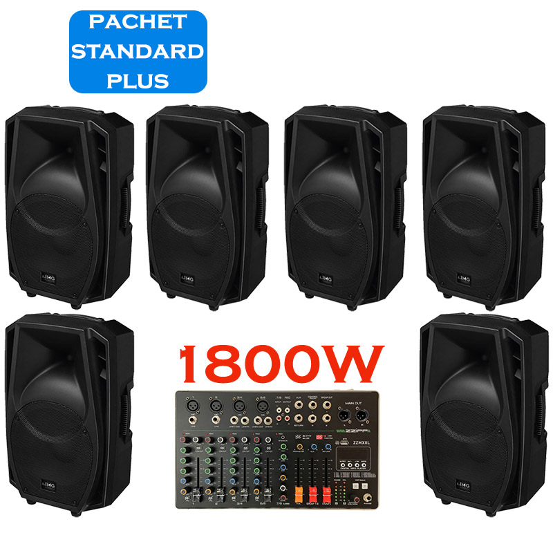 Sistem portabil de sonorizare si adresare publica cu 6 difuzoare active WAVE-10A IMG Stage Line si mixer ZZMX8L ZZIPP, cu player media încorporat USB/SD și Bluetooth, total putere 1800W 1 Sistem portabil de sonorizare si adresare publica cu 6 difuzoare active WAVE-10A IMG Stage Line si mixer ZZMX8L ZZIPP, cu player media încorporat USB/SD și Bluetooth, total putere 1800W