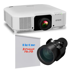 Pachet proiectie cu videoproiector laser EPSON EB-PU2010W, rezolutie WUXGA (Îmbunătățire 4K, 1920 x 1200), 3LCD, 10.000 lumeni, lentila cu zoom cu focalizare larga/wide ELPLW08 si ecran de proiectie electric de perete, tavan, 700 x 437 cm, proiectie din fata, format 16:10, panza Vision White, Adeo Screen, Big One 1 Pachet proiectie cu videoproiector laser EPSON EB-PU2010W, rezolutie WUXGA (Îmbunătățire 4K, 1920 x 1200), 3LCD, 10.000 lumeni, lentila cu zoom cu focalizare larga/wide ELPLW08 si ecran de proiectie electric de perete, tavan, 700 x 437 cm, proiectie din fata, format 16:10, panza Vision White, Adeo Screen, Big One
