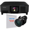 Pachet proiectie cu videoproiector laser EPSON EB-PU2216B, rezolutie WUXGA (Îmbunătățire 4K, 1920 x 1200), 3LCD, 16.000 lumeni, lentila cu zoom cu focalizare larga/wide ELPLW08 si ecran de proiectie electric de perete, tavan, 700 x 437 cm, proiectie din fata, format 16:10, panza Vision White, Adeo Screen, Big One 1