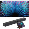 Pachet videoconferinta cu display pentru prezentare Yealink MeetingDisplay 75, diagonala 75″, rezolutie 4K UHD, Android 13 si camera videoconferinta all-in-one cu urmarire inteligenta AI, rezolutie 4K, pentru Zoom Rooms si Teams Rooms, Meetingbar A40 si panou de colaborare pentru săli de ședințe de 10.1” cu touch si Android 13, CTP25, Yealink 1 sistem videoconferinta Yealink 75 inch 4K