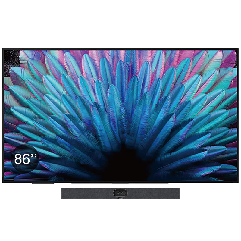 Pachet videoconferinta cu display pentru prezentare Yealink MeetingDisplay 86, diagonala 86″, rezolutie 4K UHD, Android 13 si camera videoconferinta all-in-one cu urmarire inteligenta AI, rezolutie 4K, pentru Zoom Rooms si Teams Rooms, Meetingbar A40, Yealink 1 sistem videoconferinta Yealink 65 inch 4K