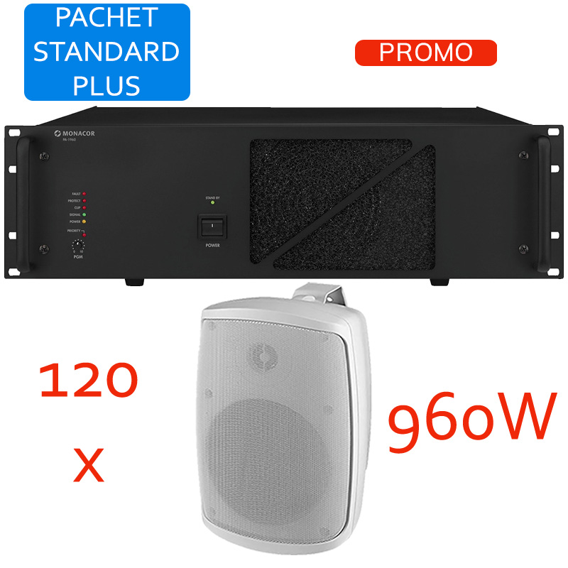 Sistem de sonorizare si adresare publica cu difuzoare de perete WALL-04T/WS si amplificator PA-1960, Monacor, total putere 960W 1 Sistem de sonorizare si adresare publica cu difuzoare de perete WALL-04T/WS si amplificator PA-1960, Monacor, total putere 960W