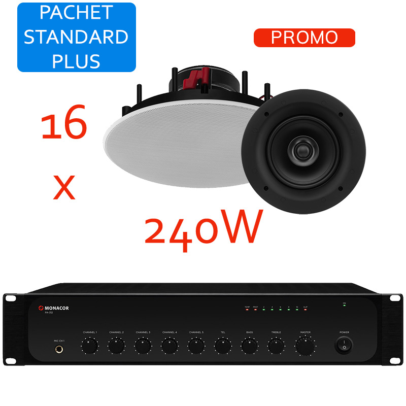Sistem de sonorizare si adresare publica cu difuzoare Hi-Fi de plafon EDL-62HQ si amplificator PA-324, Monacor, total putere 240W 1 Sistem de sonorizare si adresare publica cu difuzoare Hi-Fi de plafon EDL-62HQ si amplificator PA-324, Monacor, total putere 240W
