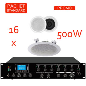 Sistem de sonorizare si adresare publica cu difuzoare de plafon DTA-630, CKS si amplificator PAZ-5006, CKS, cu player media încorporat USB/SD, FM și Bluetooth, total putere 500W 1 Sistem de sonorizare si adresare publica cu difuzoare de plafon DTA-630, CKS si amplificator PAZ-5006, CKS, cu player media încorporat USB/SD, FM și Bluetooth, total putere 500W