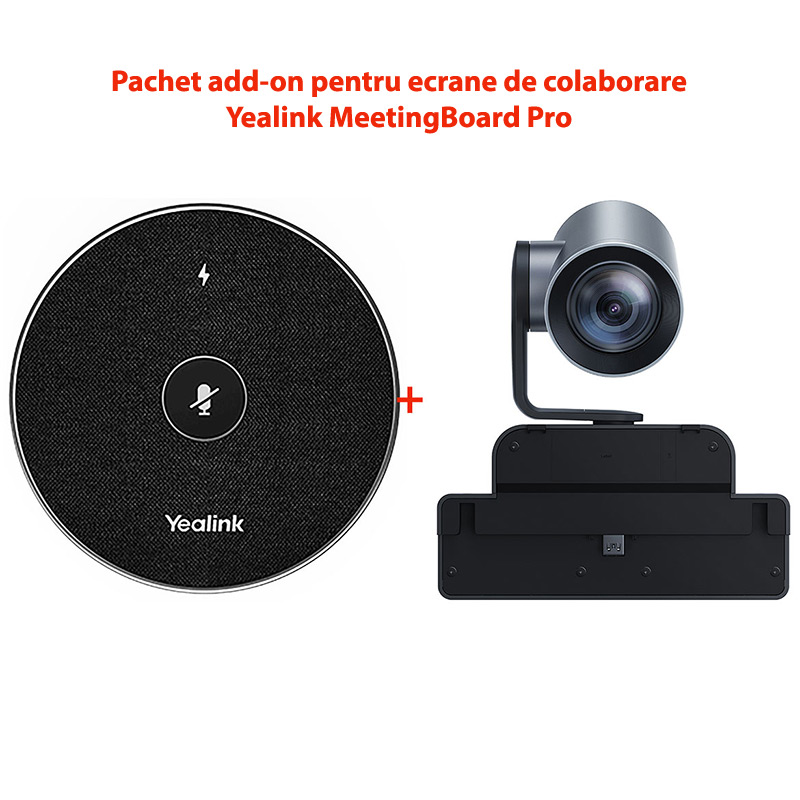 Pachet videoconferinta cu ecran de colaborare video all-in-one cu touchscreen, camera AI si microfoane pentru Zoom Rooms si Teams Rooms, Yealink MeetingBoard 86 Pro si add-on microfon fara fir VCM36-W, camera PTZ Pro MB-12x 2 Pachet videoconferinta cu ecran de colaborare video all-in-one cu touchscreen, camera AI si microfoane pentru Zoom Rooms si Teams Rooms, Yealink MeetingBoard 86 Pro si add-on microfon fara fir VCM36-W, camera PTZ Pro MB-12x - imagine 2