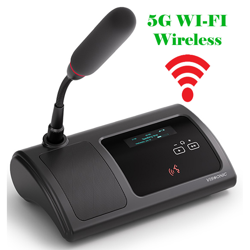 Microfon de conferinta tip delegat cu ecran OLED, interfata tactila si difuzor, digital, wireless 5G WiFi, pentru discutii, VIS-WDD-T, Vissonic 2 Microfon de conferinta tip delegat cu ecran OLED, interfata tactila si difuzor, digital, wireless 5G WiFi, pentru discutii, VIS-WDD-T, Vissonic - imagine 2
