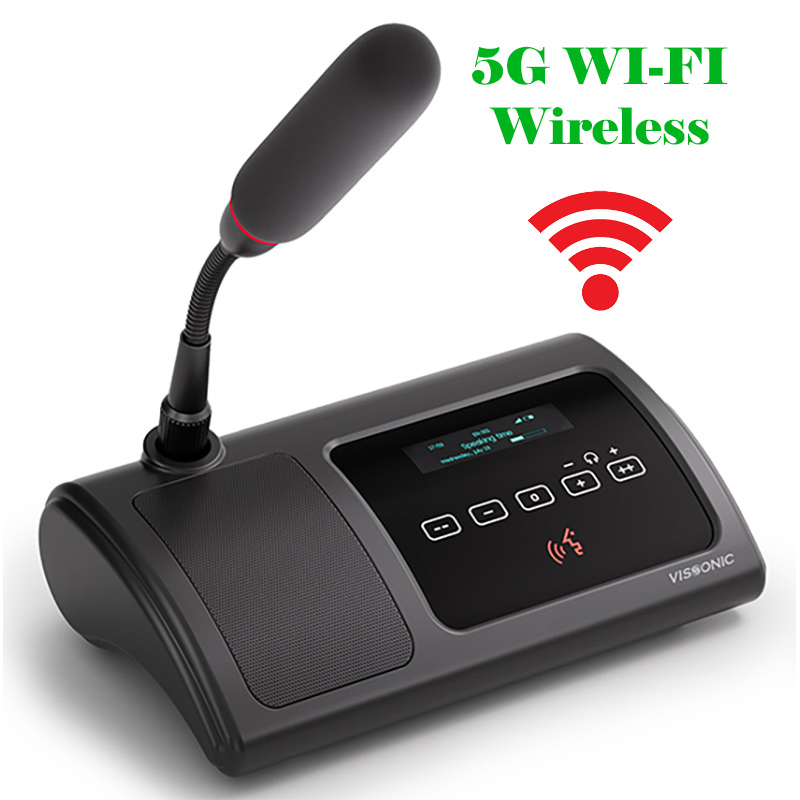 Microfon de conferinta pentru discutii si vot tip delegat cu ecran OLED, interfata tactila si difuzor, digital, wireless 5G WiFi, VIS-WVD-T, Vissonic 2 Microfon de conferinta pentru discutii si vot tip delegat cu ecran OLED, interfata tactila si difuzor, digital, wireless 5G WiFi, VIS-WVD-T, Vissonic - imagine 2