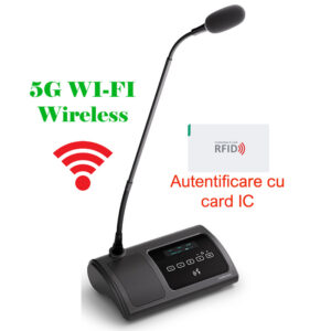 Microfon de conferinta pentru discutii si vot cu card IC tip delegat cu ecran OLED, interfata tactila si difuzor, digital, wireless 5G WiFi, VIS-WVDIC-T, Vissonic 1 Microfon de conferinta pentru discutii si vot cu card IC tip delegat cu ecran OLED, interfata tactila si difuzor, digital, wireless 5G WiFi, VIS-WVDIC-T, Vissonic