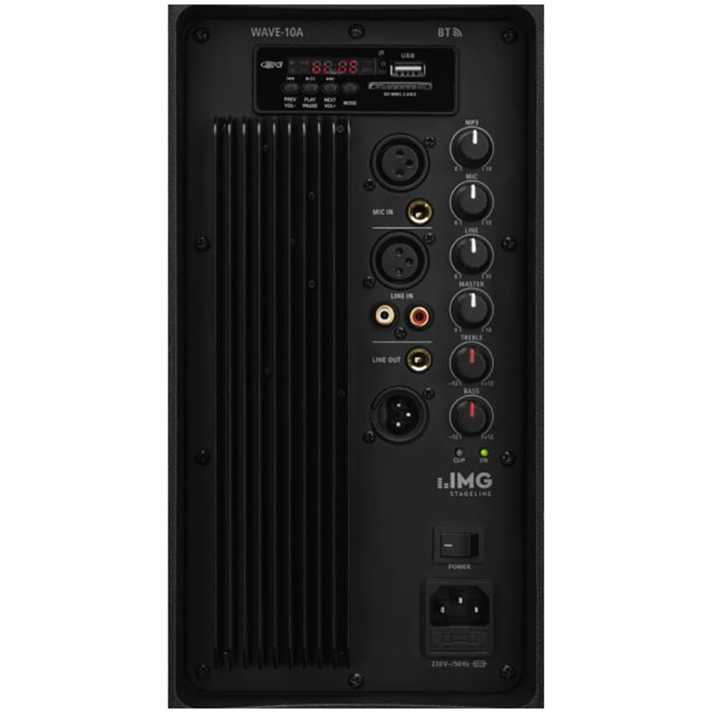 Difuzor full range profesional activ, amplificare cu 2 canale, 300 W, 10″, cu Bluetooth TWS și player mp3 cu funcție USB/SD, negru, WAVE-10A, IMG Stage Line 2 Difuzor full range profesional activ, amplificare cu 2 canale, 300 W, 10", cu Bluetooth TWS și player mp3 cu funcție USB/SD, negru, WAVE-10A, IMG Stage Line - imagine 2