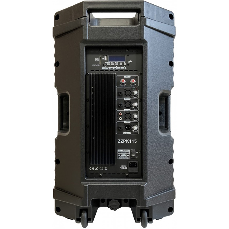 Difuzor full range profesional activ, amplificare cu 2 canale, 240 W, 15″, cu Bluetooth TWS și player mp3 cu funcție USB/SD, negru, ZZPK115, ZZIPP 4 Difuzor full range profesional activ, amplificare cu 2 canale, 240 W, 15", cu Bluetooth TWS și player mp3 cu funcție USB/SD, negru, ZZPK115, ZZIPP - imagine 4