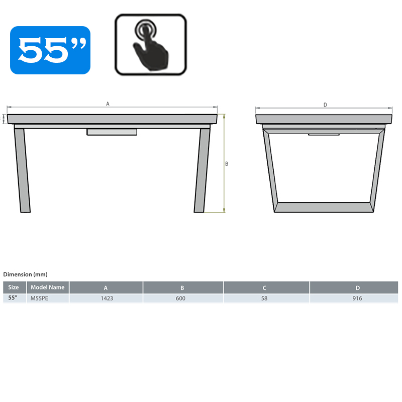 Masă tactilă interactivă, diagonala 55”/139 cm, rezolutie 4K UHD (3840 x 2160), luminozitate 450 (cd/m²), 24 / 7, Petra M55PE 4 Masă tactilă interactivă, diagonala 55''/139 cm, rezolutie 4K UHD (3840 x 2160), luminozitate 450 (cd/m²), 24 / 7, Petra M55PE - imagine 4