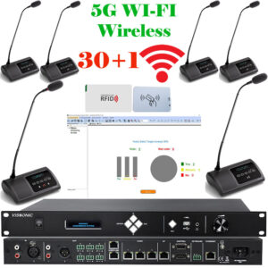 Sistem conferinta Vissonic wireless cu 30 delegati si touchscreen