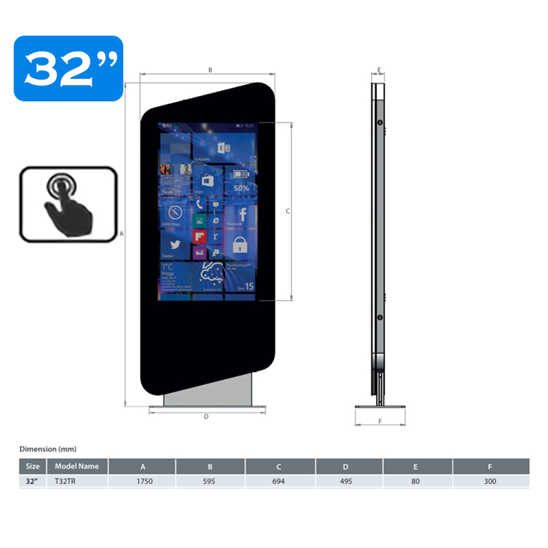 Infochioșc | display publicitar interactiv cu ecran tactil pentru semnalizare digitală, diagonala 32”/81 cm, rezolutie FullHD (1920 x 1080), luminozitate 450 (cd/m²), 24 / 7, Wi-fi si media player integrat, Terra T32TR-T 6 Infochioșc | display publicitar interactiv cu ecran tactil pentru semnalizare digitală, diagonala 32''/81 cm, rezolutie FullHD (1920 x 1080), luminozitate 450 (cd/m²), 24 / 7, Wi-fi si media player integrat, Terra T32TR-T - imagine 6