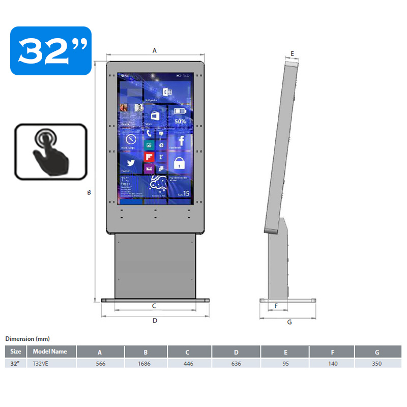 Infochioșc | display publicitar interactiv cu ecran tactil pentru semnalizare digitală, diagonala 32”/81 cm, rezolutie FullHD (1920 x 1080), luminozitate 450 (cd/m²), 24 / 7, Wi-fi si media player integrat, Venus T32VE-T 5 Infochioșc | display publicitar interactiv cu ecran tactil pentru semnalizare digitală, diagonala 32''/81 cm, rezolutie FullHD (1920 x 1080), luminozitate 450 (cd/m²), 24 / 7, Wi-fi si media player integrat, Venus T32VE-T - imagine 5