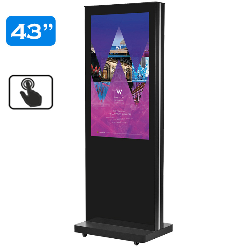 Infochioșc | display publicitar interactiv cu ecran tactil pentru semnalizare digitală, diagonala 43”/108 cm, rezolutie 4K UHD (3840 x 2160), luminozitate 450 (cd/m²), 24 / 7, Wi-fi si media player integrat, Lunos T43LU-T 1 Infochioșc display interactiv 43″ 4K – Avisystems.ro