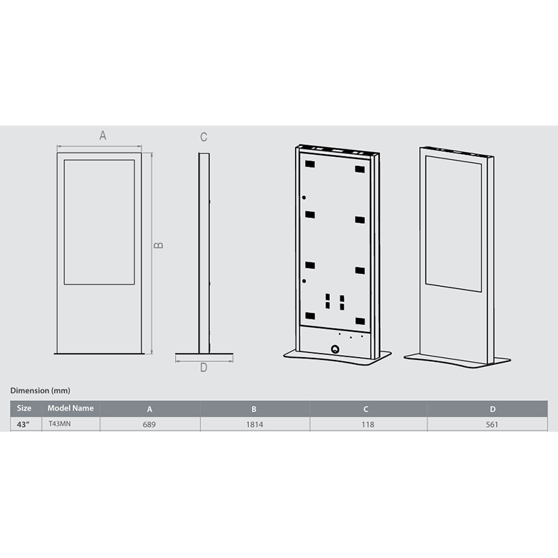 Infochioșc | display publicitar pentru semnalizare digitală, diagonala 43”/108 cm, rezolutie 4K UHD (3840 x 2160), luminozitate 500 (cd/m²), 24 / 7, Wi-fi si media player integrat, Minerra T43MN5 5 Infochioșc | display publicitar pentru semnalizare digitală, diagonala 43''/108 cm, rezolutie 4K UHD (3840 x 2160), luminozitate 500 (cd/m²), 24 / 7, Wi-fi si media player integrat, Minerra T43MN5 - imagine 5